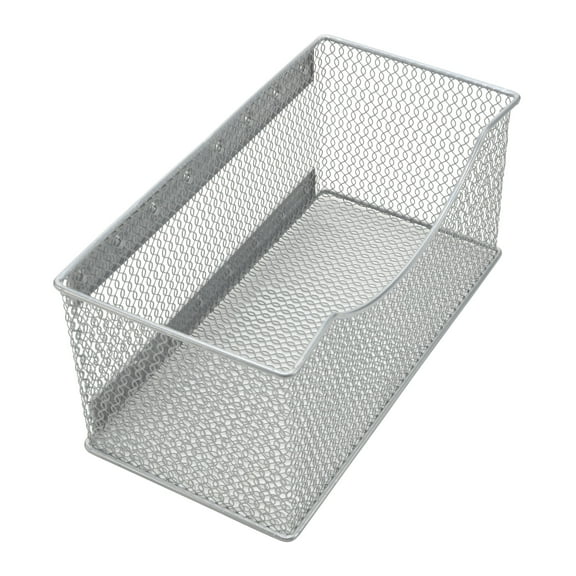 Ybm Home Wire Mesh Magnetic Storage Basket, Trash Caddy, Kitchen Office Supply Organizer Silver 11 in. L x 5.5 in. W x 5 in. H