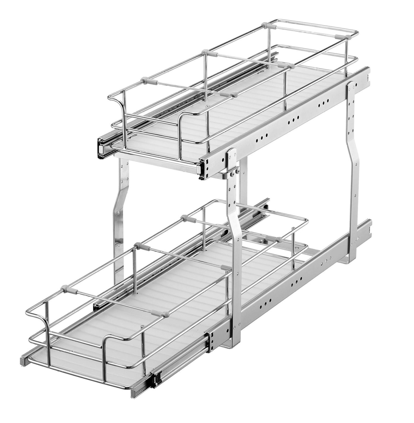 Pull Out Cabinet Organizer 8.5"x21", Slide Out Pantry Shelves, Steel Roll Out Drawers, Under Sink Storage, 10"x22" Install Size, Adjustable Dividers
