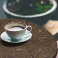 thumbnail image 3 of Ambesonne Floral Fitted Round Tablecloth, Rose Sketch Pattern Line Art, 40"- 44" Diameter, Umber and Pale Earth Yellow, 3 of 5