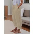 thumbnail image 5 of Minimalist Solid Versatile Pants, Casual Wide Leg Elastic Waist Summer Pants, Women's Clothing, 5 of 17