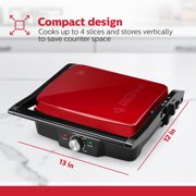 Holstein Housewares 4-Slice Electric Griddle with Adjustable Temperature Control, Cool-Touch Handle, Non-Stick Surface, Indicator Lights, and Spacious Cooking Area – Ideal for Pancakes, Eggs, More,