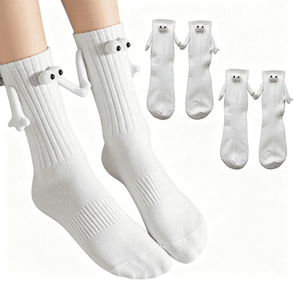 Prichor 2-Pairs Magnetic Holding Hands Socks, Funny Novelty Socks, Perfect Gifts for Women Men Teens Couples Friends