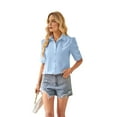 thumbnail image 3 of Womens Button Down Shirts 3/4 Sleeve Dress Blouses Business Casual Collared Oxford Tops L, 3 of 9