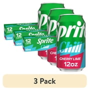 (3 pack) Sprite Chill Cherry-Lime Caffeine Free Soda Pop Fridge Pack Cans, 12 fl oz, 12 Pack