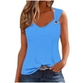 thumbnail image 2 of Babysbule Women's V-Neck Sleeveless Printed Tank Top, Casual Asymmetric Strap Blouse with Metal Ring Detail for Daily Wear, 2 of 5