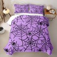 thumbnail image 2 of Feelyou Happy Halloween Spider Web Twin Quilt Set, Spooky Animal Twin Coverlet Set, Purple Black, 2-Piece, 1 Comforter and 1 Pillowcase, 2 of 7