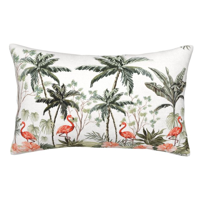Balery Flamingo Palm Trees Funda de Cojín Estampada, Regalos para Mujeres, Regalos de Amor para Ella, Regalos para Novia o Esposa, Funda de Almohada-14"x20"