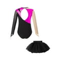 thumbnail image 4 of TiaoBug Kids Girls Ballet Dance Outfits Sparkle Long Sleeve Leotards with Tutu Skirt Figure Skating Performance Costume Hot Pink&Black 10, 4 of 7