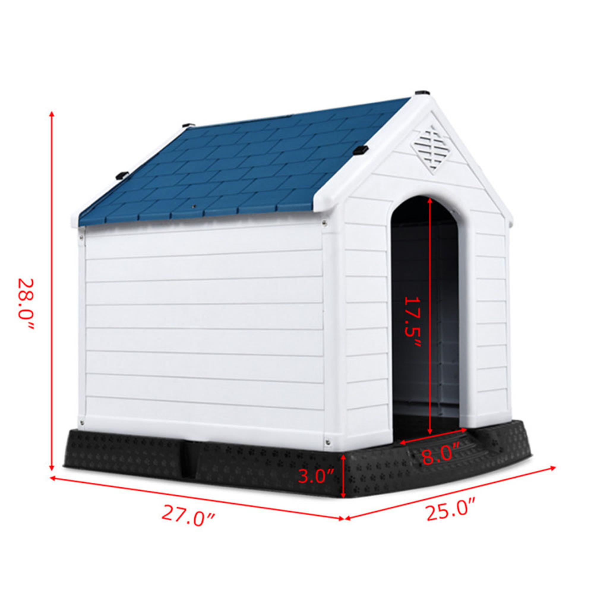 Pefilos 27" Outdoor Dog House, Sun Protection Pet Houses for Small Dogs, Weatherproof Cat House with Ventilation System and Fastening Device, White Pefilos 27" Outdoor Dog House, Sun Protection Pet Houses for Small Dogs, Weatherproof Cat House with Ventilation System and Fastening Device, White