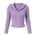 thumbnail image 4 of jjayotai Women's Hoodie Crop Zip up Knit Fall Jacket Tops Slim Fitted Long Sleeves Sweatshirt with Pockets, 4 of 6