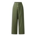 thumbnail image 5 of Fulijie Womens Pants,Ladies Solid Color High Waist Casual Button Cotton Linen Wide Leg Pants, 5 of 9