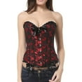 thumbnail image 4 of Difdany Women's Lace Up Corset Top Renaissance Overbust Bustier Bodysuit Plus Size Shapewear Red L, 4 of 8