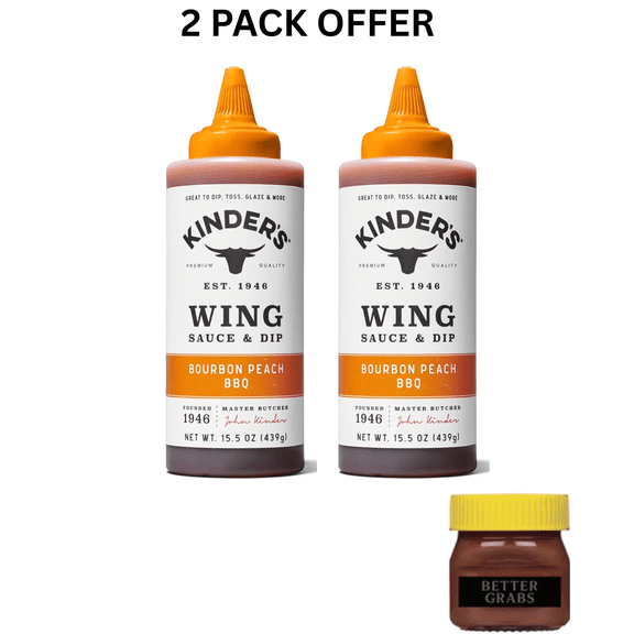 Kinder's Bourbon Peach BBQ Wing Sauce and Dip, Squeeze Bottle 15.5 oz
