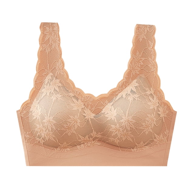 Gibobby Sujetador de copa de fijo con anillo de transpirable y cómodo de verano para mujer Sujetadores para mujer(Naranja,G)