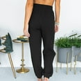 thumbnail image 4 of safuny Women's Jogger Cuff Pants Clearance Solid Clothing Summer Comfy Trousers Casual Drawstring Sports Fashion High Elastic Waist Retro Black L, 4 of 9