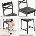 thumbnail image 5 of 26" Bar Stools Set of 2, Counter Height Bar Stools Metal Dining Chairs with Straight-line Back Back and Thick Cushion PU Leather Restaurant Dining Room Chairs with Waterproof Surface,Black, 5 of 7