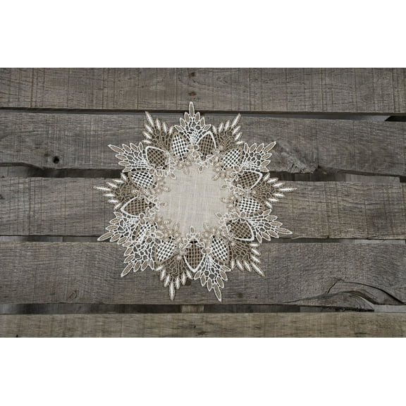 Neutral Earth Tone Beige Lace Round Doilies (11" Round)