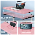 thumbnail image 2 of Simpfree 3 in 1 Under Desk Treadmill with Height-Adjustable Desk, Walking Pad with LED Touch Screen, Remote Control, 2s Folding Treadmill, 0.5-7.5mph, Pink, 2 of 8
