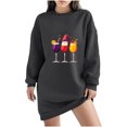 thumbnail image 1 of Pisexur Robes de Noël pour Femmes, Robe Chandail en Molleton à Col Rond Imprimé Verres de Vin Tendance, Robe de Fête Décontractée à Manches Longues, Robe de Vacances de Noël Mini Robe, 1 of 4