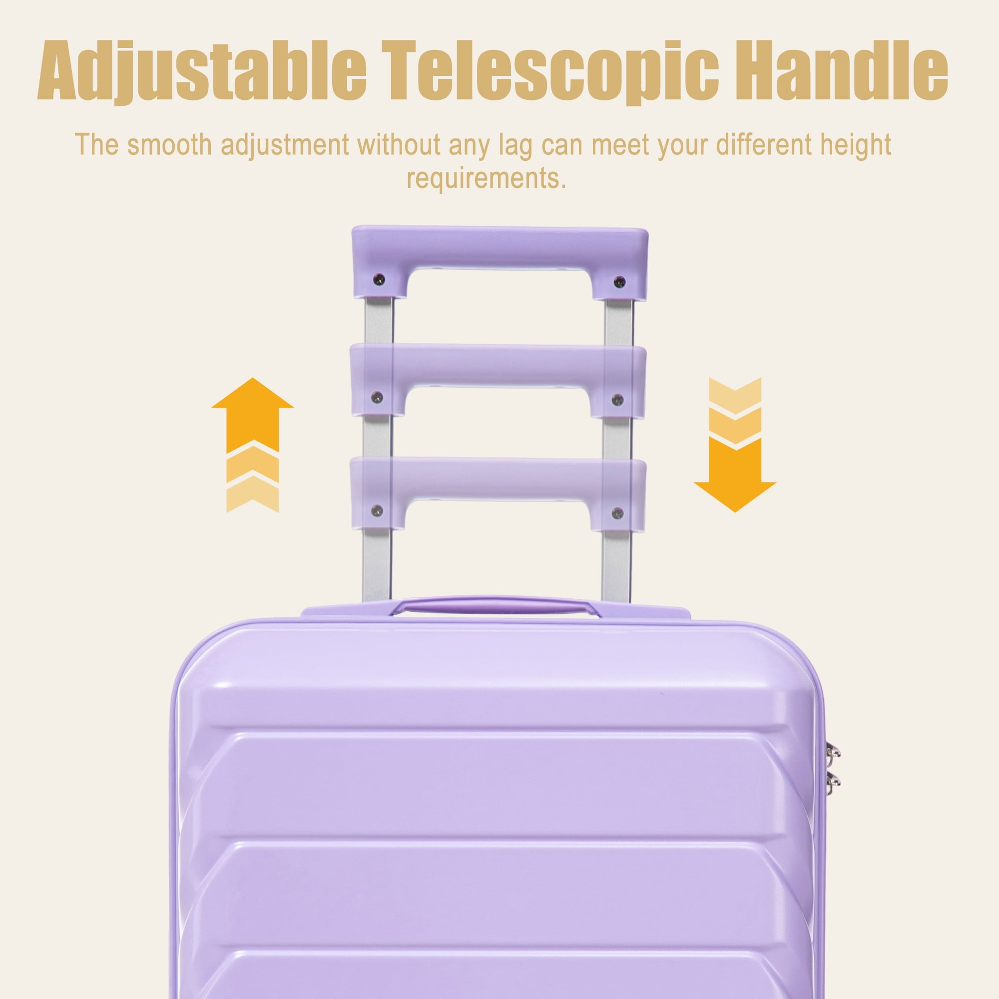 20 Inch ABS Hard Shell Travel Checked Luggage, Scratch Resistant Surface Four Multi-Directional Wheels With Combination Lock