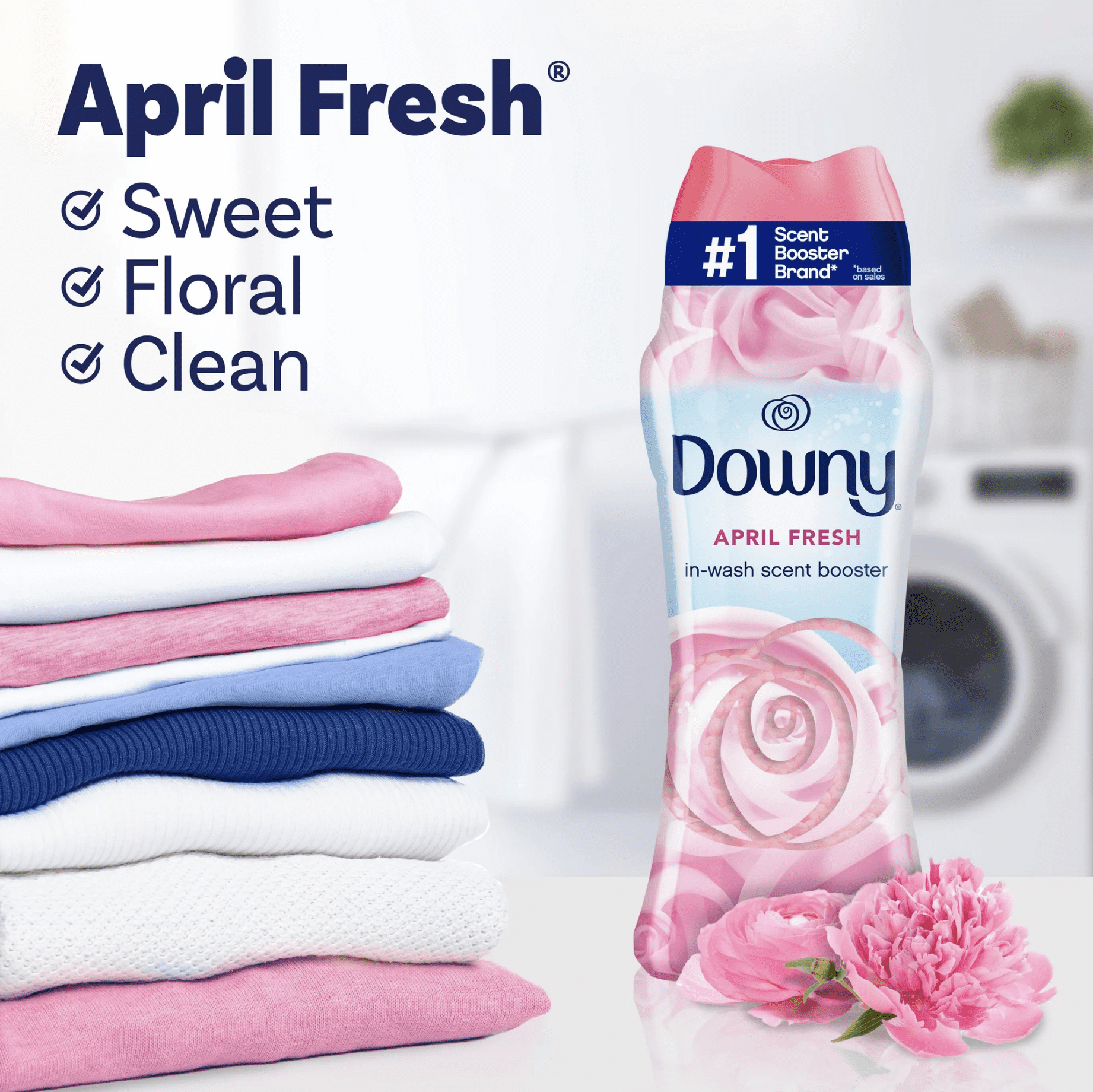 Downy In-Wash Laundry Scent Booster Beads, April Fresh Scent, 24 oz (2 Pack)