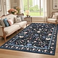 thumbnail image 2 of Haperlare 8'x10' Farmhouse Floral Area Rug Vintage Indoor Carpet with Non Slip Backing, Washable Rug Soft Printed Foldable Floor Mat for Living Room Bedroom Home Office, Gray Blue, 2 of 8