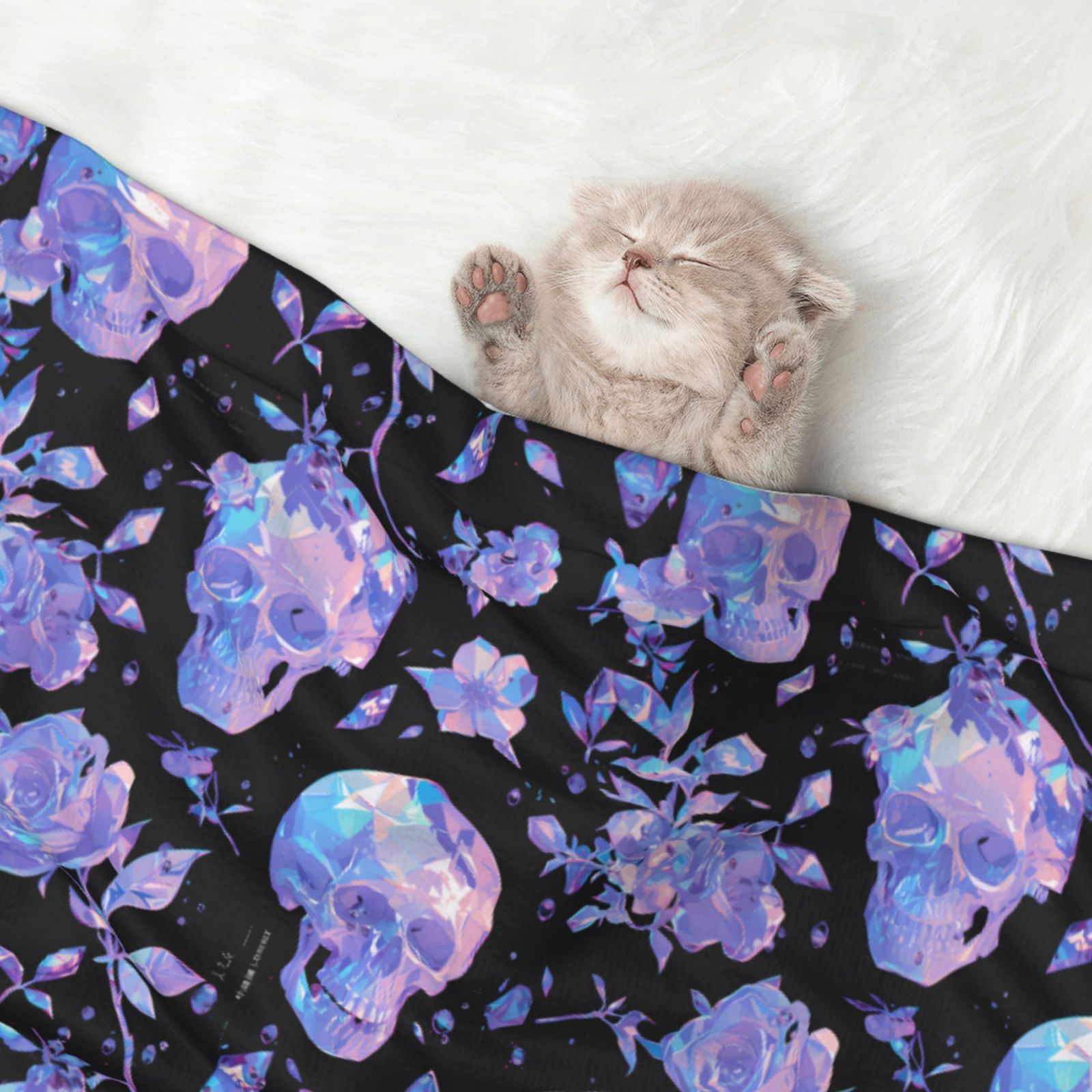 Naloa flower Skull crystal Dog Blanket, 3 Sizes Cat Blanket for Indoor Cats Large Medium Small Dog Gifts-Large