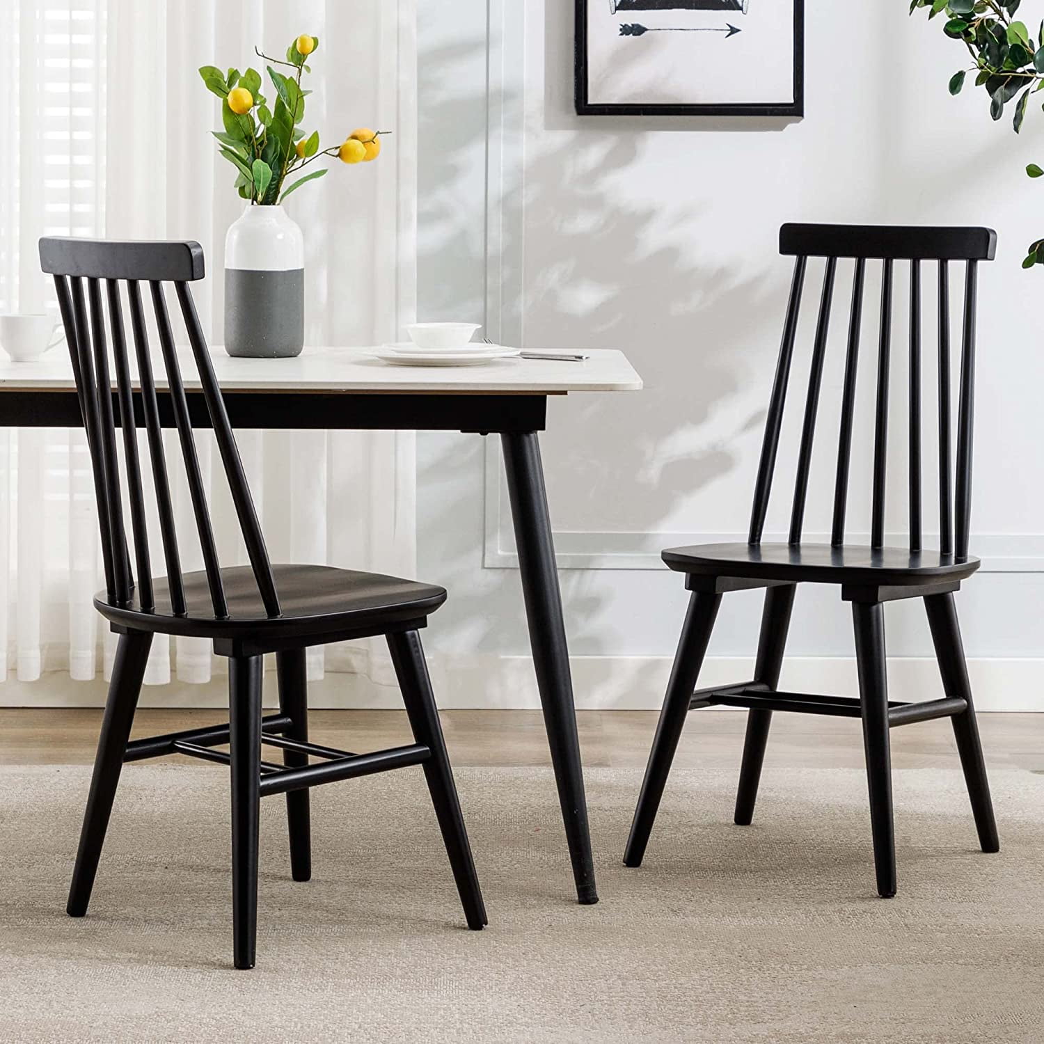 Black Dining Chairs Set Of Lue Bona Spindle Back Wood Dining