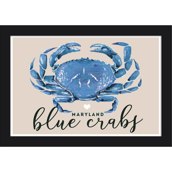 Maryland - Blue Crabs - Lantern Press Artwork (18x12 Giclee Art Print, Gallery Framed, Black Wood)