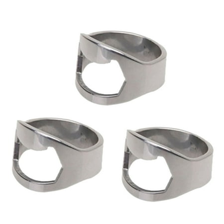 

NIUREDLTD 3PCS Stainless Steel Finger Thumb Ring Bottle Open Opener Bar Tool Gifts