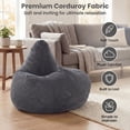 thumbnail image 5 of Giantex Bean Bag Chair, Accent Lazy Sofa, Comfy Floor Lounger for Living Room, Dark Gray, 5 of 9