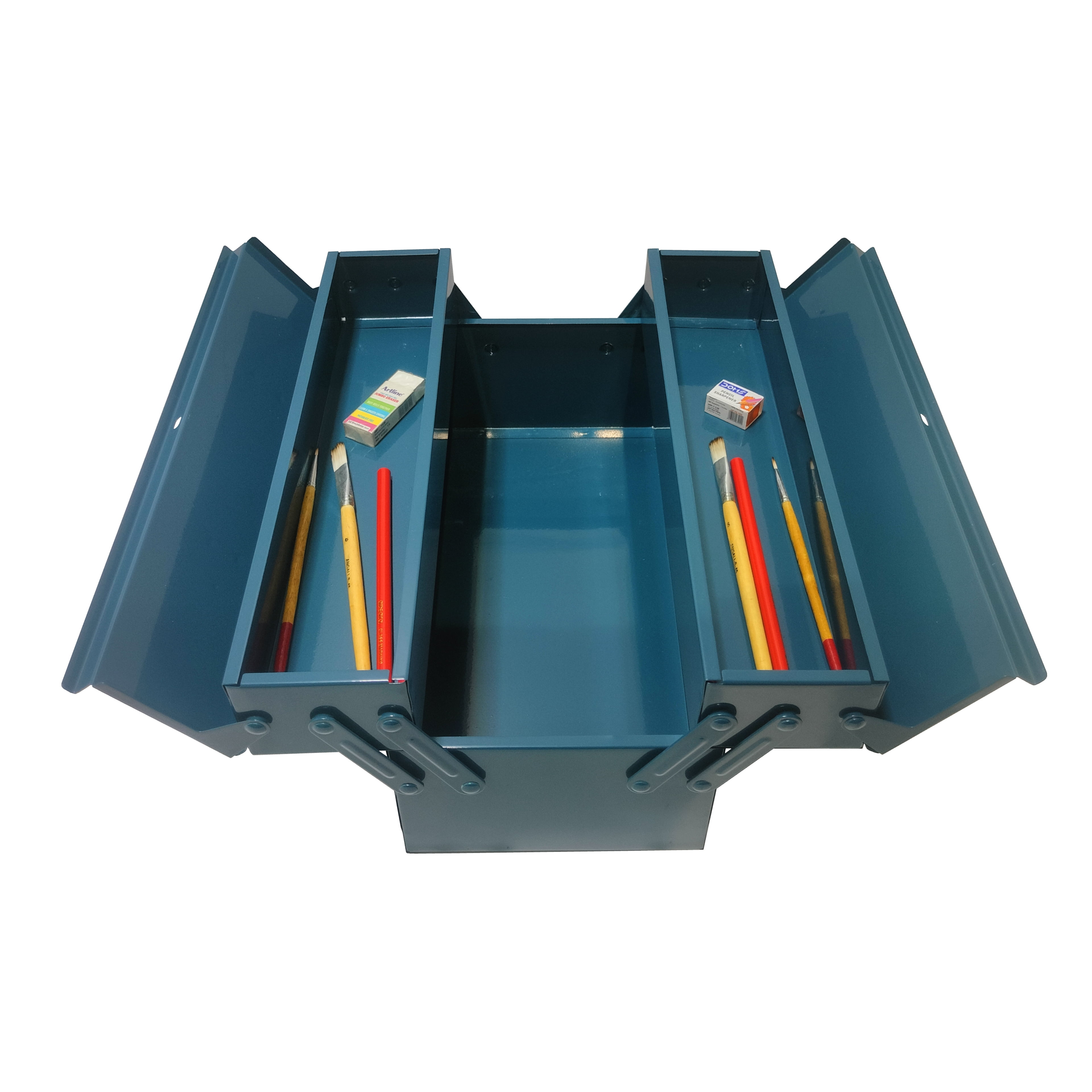 Artist's Loft Art Supply Storage Box - Durable Iron with Easy-Clean Surface - Blue - 14" x 6.4" x 6.6" - 1-Pack