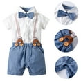 thumbnail image 2 of Mercatoo Fashion&nbsp;Little Child&nbsp;Bodysuits for Baby Boys Gentleman Suit Bow Tie Shirt Suspenders Shorts Outfit Set, 2 of 8