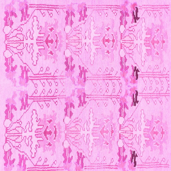 Ahgly Company Indoor Square Abstract Pink Modern Area Rugs, 3' Square