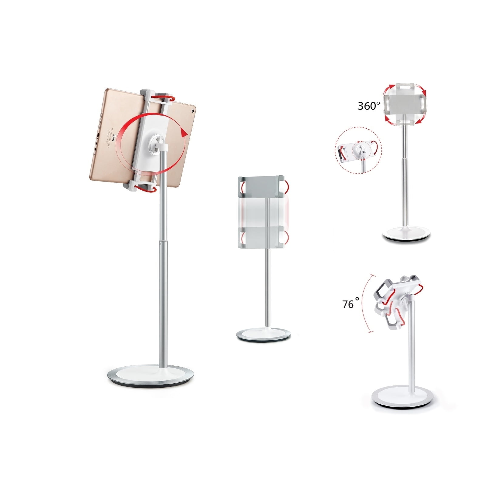 idee 19" Desk Tablet Stand, Height Adjustable and 360 Rotation with Non-Slip Clamps and 2 lb Base, PTS02W