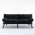 thumbnail image 6 of CARZZI LIFE 70.87" Velvet Futon Sofa Bed, Modern Convertible Sleeper Sofa Couch with Adjustable Backrest and Armrests, Tufted Loveseat Sofa with Metal Legs for Living Room, Bedroom, Apartment, Black, 6 of 7