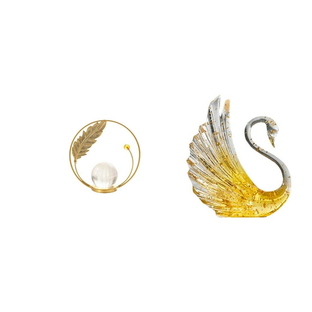 Escultura de cisne de cristal en resina metálica, figura decorativa para escritorio, soporte para chimenea, dormitorio, sala de estar, oficina, compro