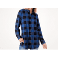 thumbnail image 1 of Belle by Kim Gravel Buffalo Check Brushed Knit Shirt Jacket Gibraltar Blue, M, 1 of 1