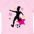 thumbnail image 4 of Inktastic Girl Playing Soccer- Pink and Yellow Stars Girls Baby Bodysuit, 4 of 5