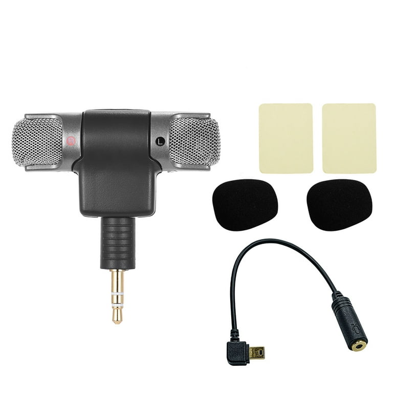 katastrofale Stranden position External Stereo Mic Microphone with 3.5mm to USB Micro Adapter Cable for  Hero 3 3+ 4 for AEE Sports Action - Walmart.com