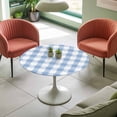 thumbnail image 4 of Buffalo Check Watercolor Blue Elastic Fitted Round Table Cover Plaid Farmhouse Waterproof Outdoor Tablecloth for Holiday Party, Picnic, Patio & Dining Fits Tables Up to 55"-60", 4 of 8