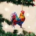 thumbnail image 5 of Cute Rooster Acrylic Christmas Ornaments, Cartoon Rooster 2D Pendants for Xmas Tree Decorations, Animal Theme Holiday Home Decor, Festive Car Interior Hanging Decor with Christmas Designs, 5 of 5