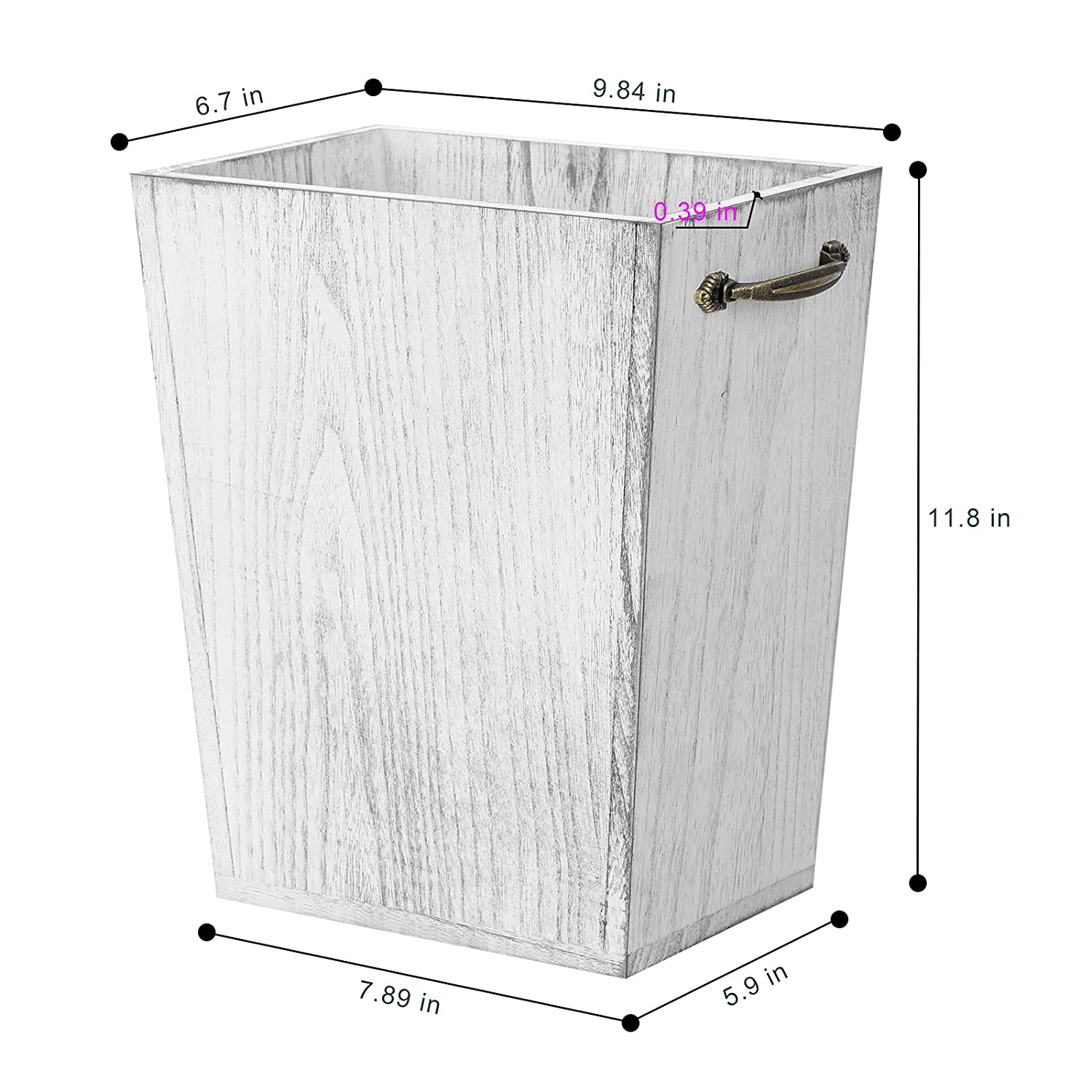 Rustic Farmhouse Square Wooden Trash Cans, Farmhouse Solid Wood Trash Cans