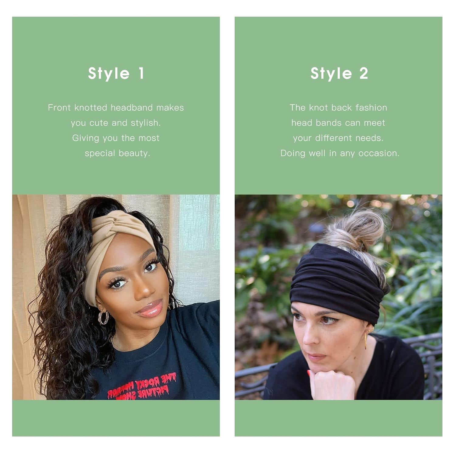 Wide Boho Turban Headbands 6 Pack - Large Knotted Hair Wraps - Non Slip Stretchy 6 Pack Wide Knotted Headbands for Women - Non-Slip Boho Hair  main image 2