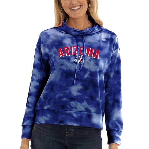 Women's  Blue Arizona Wildcats Maddie Tie-Dye Tri-Blend Pullover Hoodie