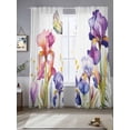 thumbnail image 2 of Watercolor Purple Floral, Sheer Curtains 108 Inch Length 2 Panels Set for Living Room/Bedroom, Flower Leaves Hearb White Curtain Sheers Drapes Rod Pocket Curtains Window Treatment Set 52''x108''x2, 2 of 7