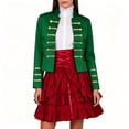thumbnail image 6 of Sexlip Women Stand Collar Military Style Blazer Jacket Double Row Gold Stripe Button Decor Cropped Long Sleeve Costume Outer Coat For Party Stage Green XXL, 6 of 6