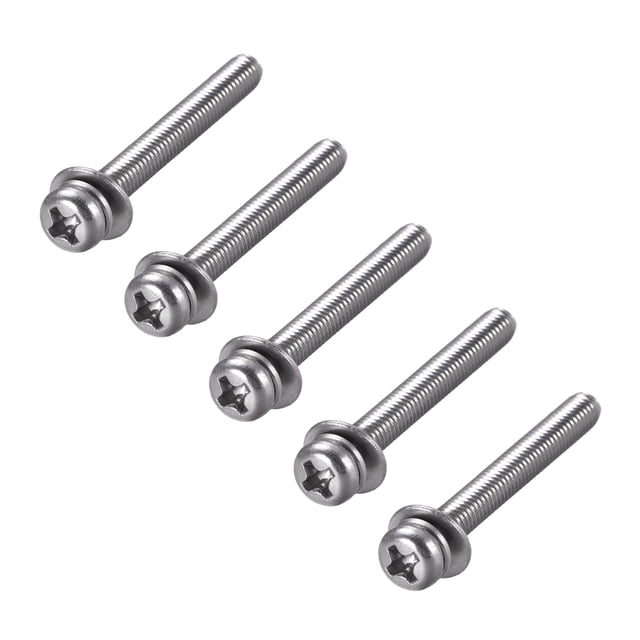 Unique Bargains M4x35mm Tête de Poêle en Acier Inoxydable Vis Ressort Rondelle 5 Pcs