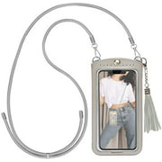 Cell Phone Lanyard, Crossbody Leather Phone Purse with Card Holder for 4.7-6.5"