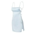 thumbnail image 5 of Women Spaghetti Strap Sleeveless Mini Dress Sexy Bandage Backless Satin Dress for Nightclub Beach, 5 of 6
